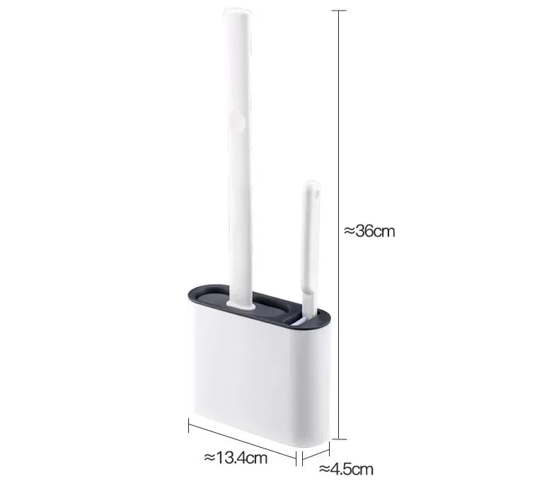 Flexible Flat-Head Silicone Toilet Brush (Self-Adhesive Wall Mount)