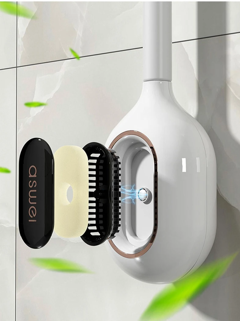 Flexible Silicone Scented Toilet Brush (Drill-Free Wall Mount)