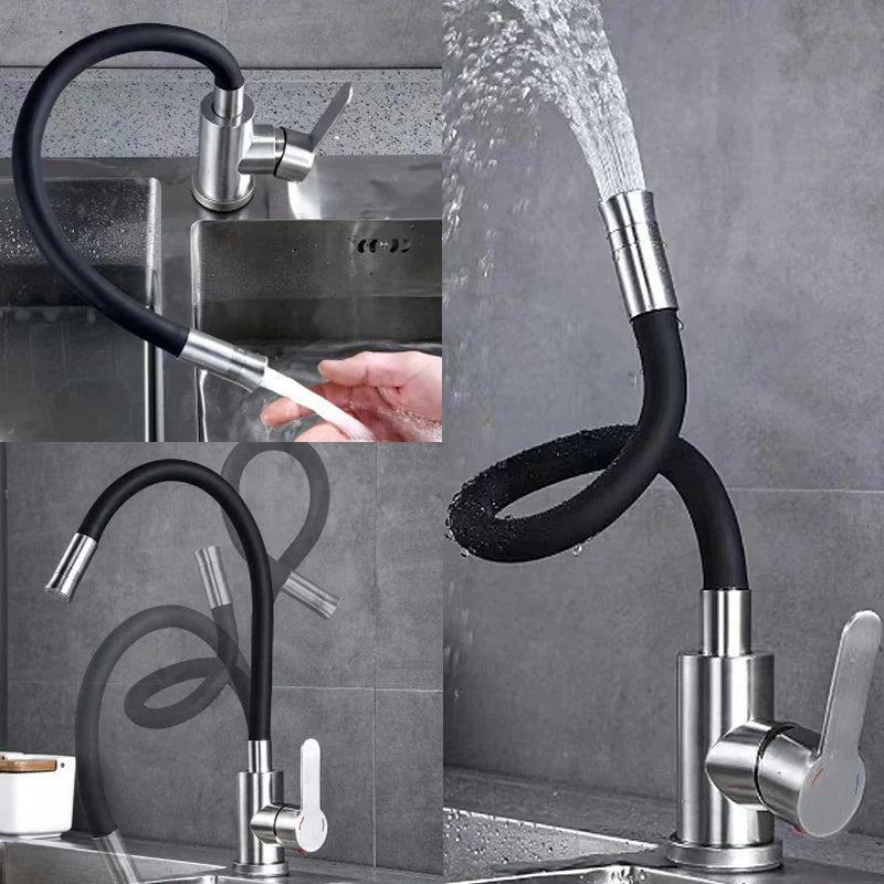 Flexible Spout & Dual-Mode Spray Kitchen Faucet (Single-Handle)