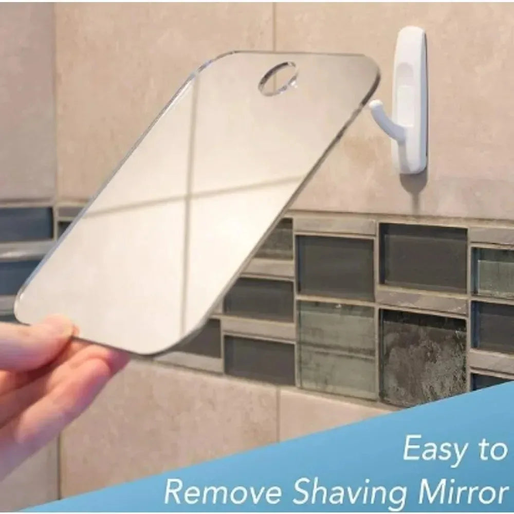Fogless Acrylic Frameless Shower Mirror (Hook & Suction Mount)