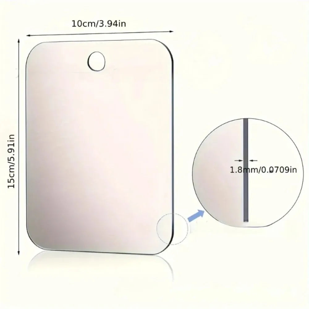 Fogless Acrylic Frameless Shower Mirror (Hook & Suction Mount)
