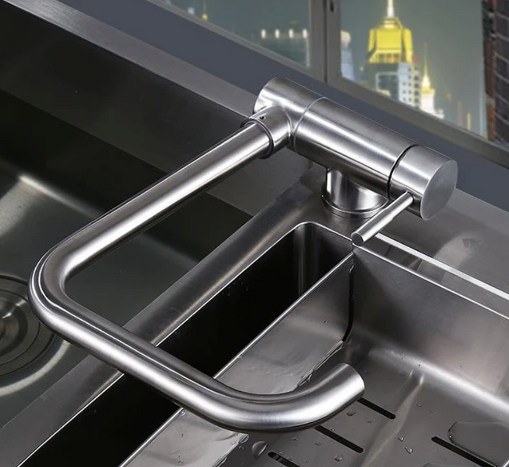 Foldable Brass 360° Swivel & Dual-Spray Kitchen Faucet