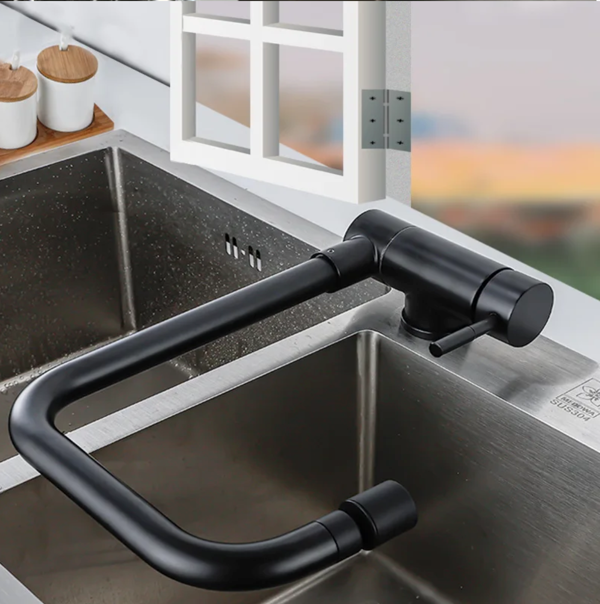 Foldable Brass 360° Swivel & Dual-Spray Kitchen Faucet