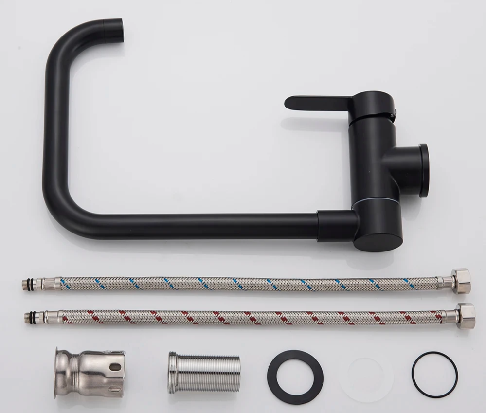 Foldable Brass 360° Swivel & Dual-Spray Kitchen Faucet