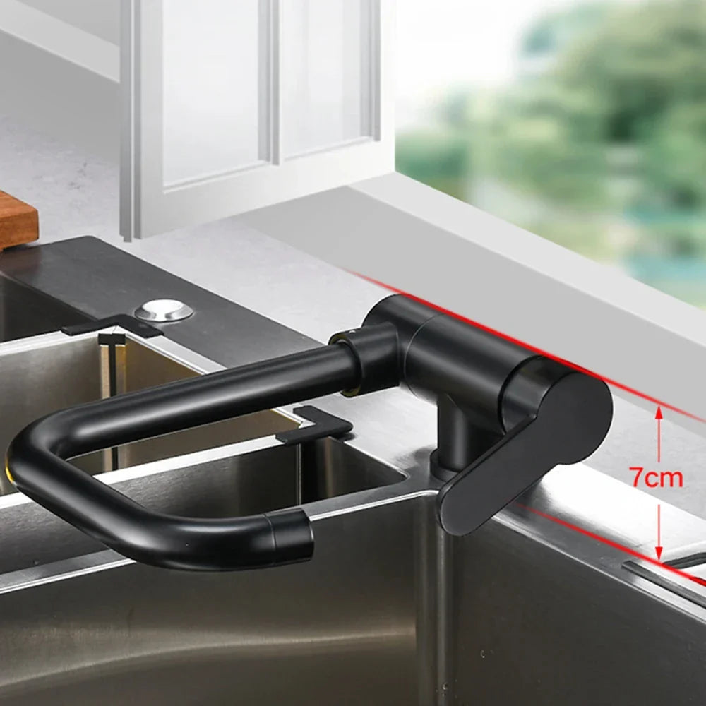 Foldable Brass 360° Swivel & Dual-Spray Kitchen Faucet