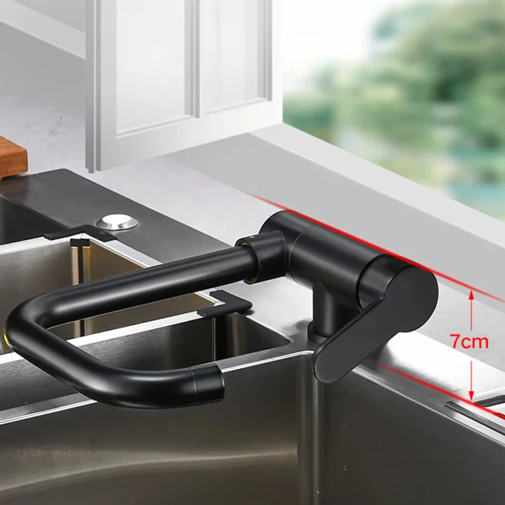 Foldable Brass 360° Swivel & Dual-Spray Kitchen Faucet