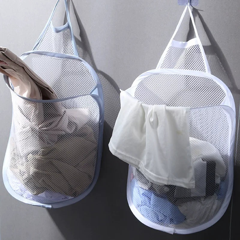 Foldable Cotton Mesh Hanging Laundry Basket