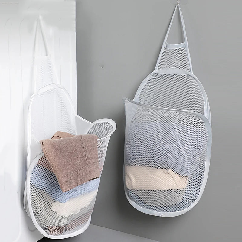 Foldable Cotton Mesh Hanging Laundry Basket