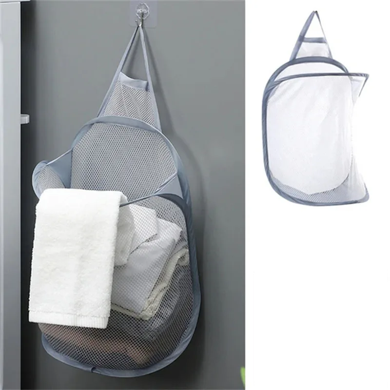 Foldable Cotton Mesh Hanging Laundry Basket