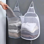 Foldable Cotton Mesh Hanging Laundry Basket