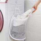 Foldable Cotton Mesh Hanging Laundry Basket