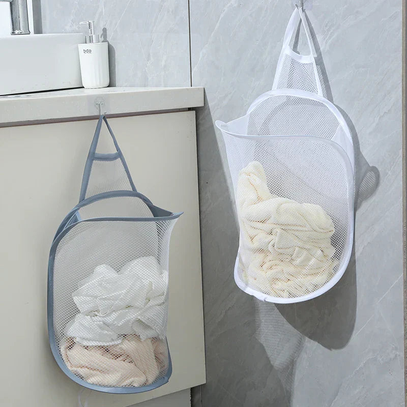 Foldable Cotton Mesh Hanging Laundry Basket