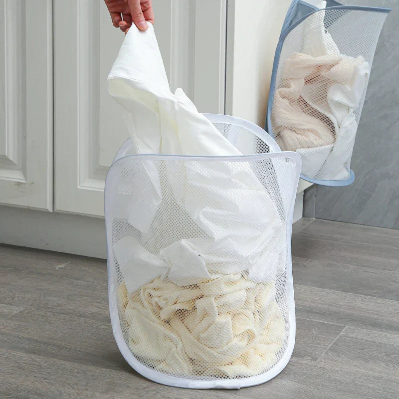Foldable Cotton Mesh Hanging Laundry Basket