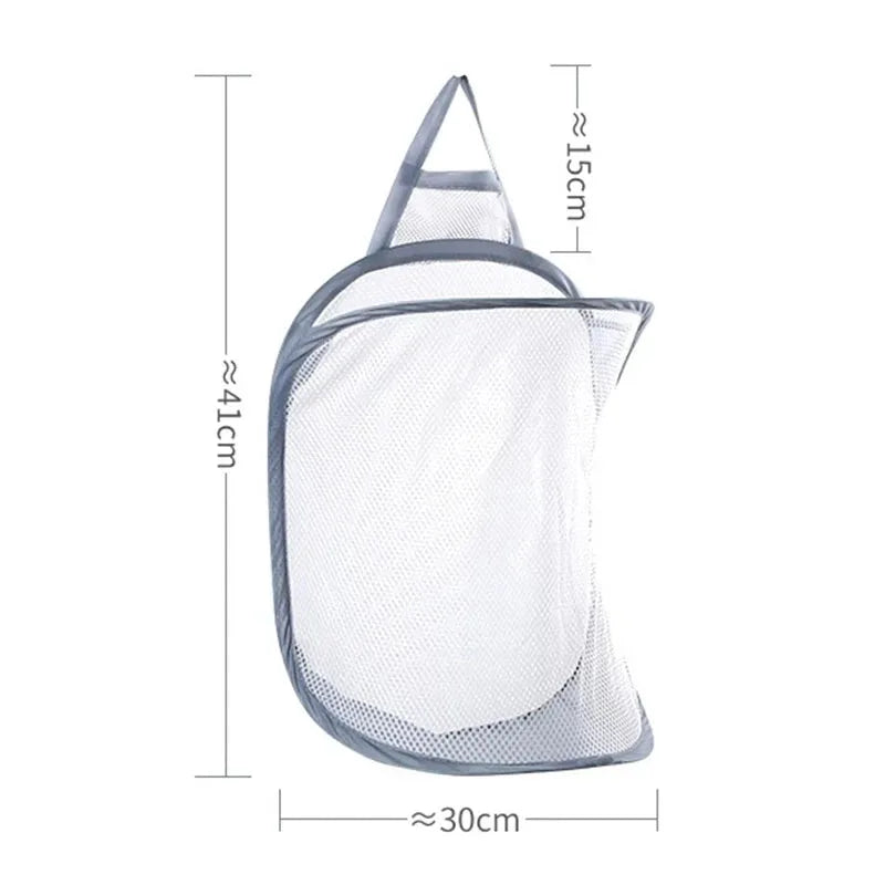 Foldable Cotton Mesh Hanging Laundry Basket