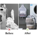 Foldable Cotton Mesh Hanging Laundry Basket