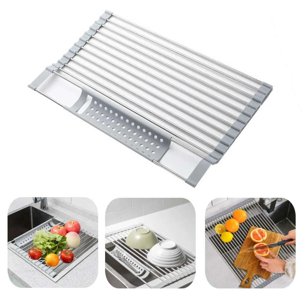 Foldable Space-Saving 304 Stainless Steel Dish Drying Rack
