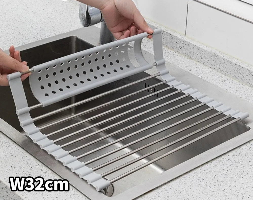 Foldable Space-Saving 304 Stainless Steel Dish Drying Rack