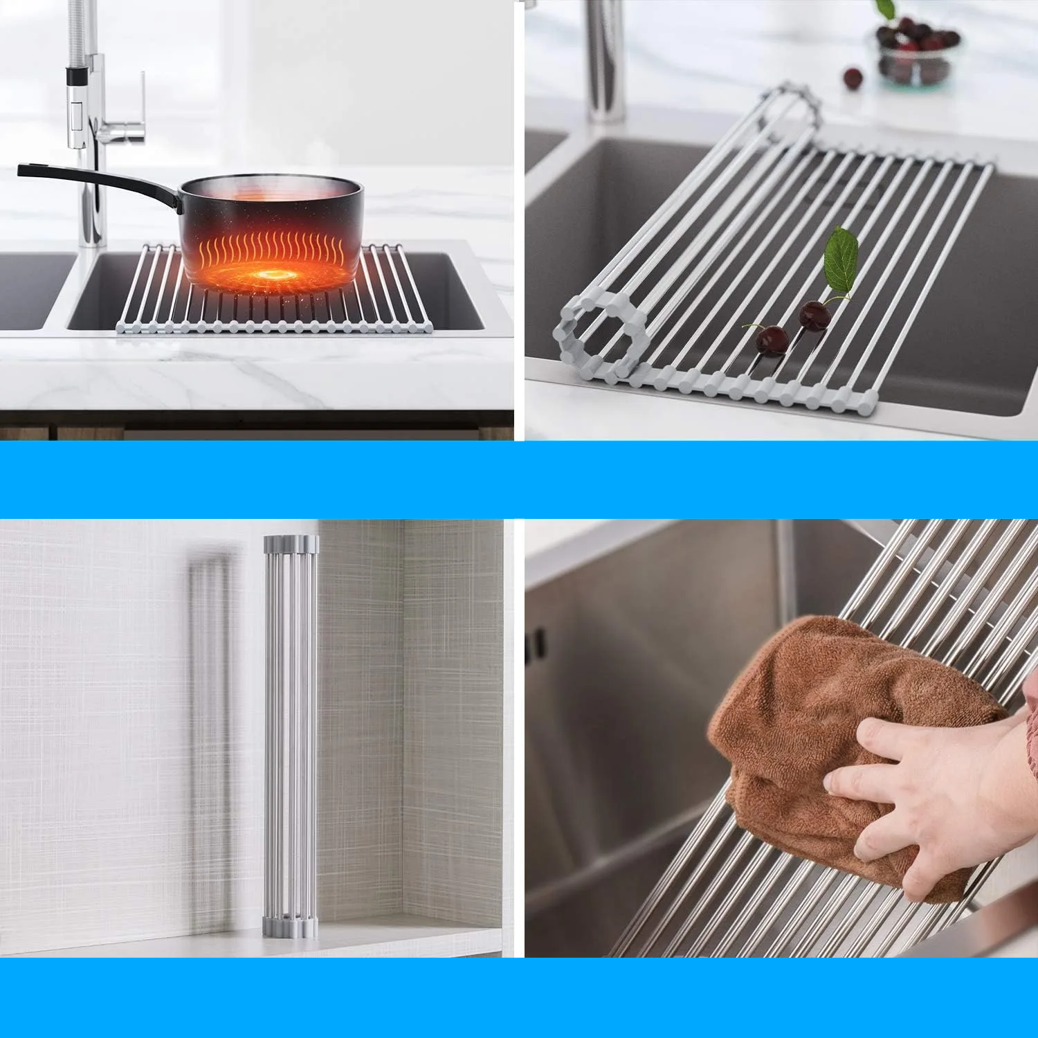 Foldable Space-Saving 304 Stainless Steel Dish Drying Rack