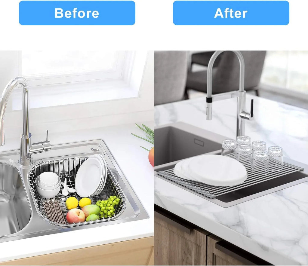 Foldable Space-Saving 304 Stainless Steel Dish Drying Rack