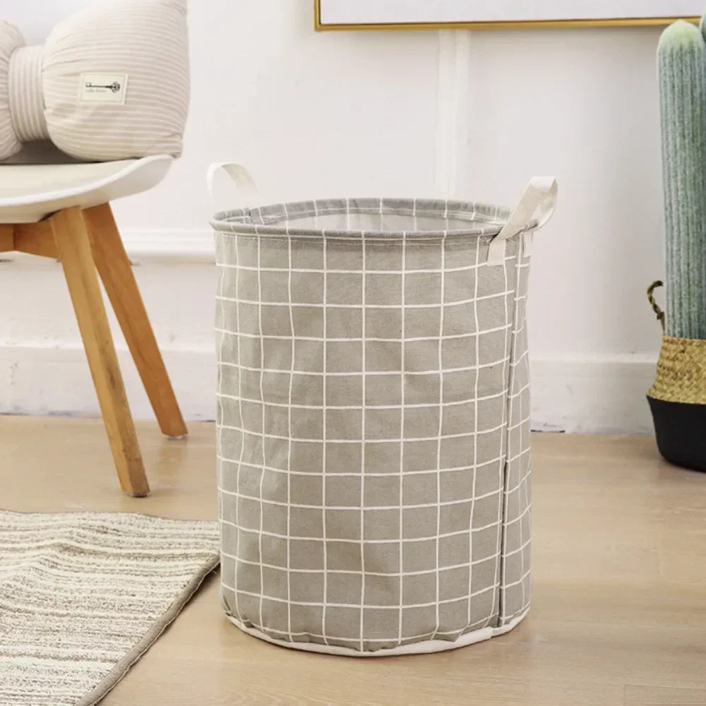 Foldable Waterproof-Lined Canvas Laundry Basket