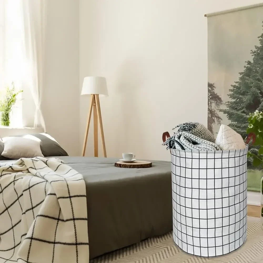 Foldable Waterproof-Lined Canvas Laundry Basket