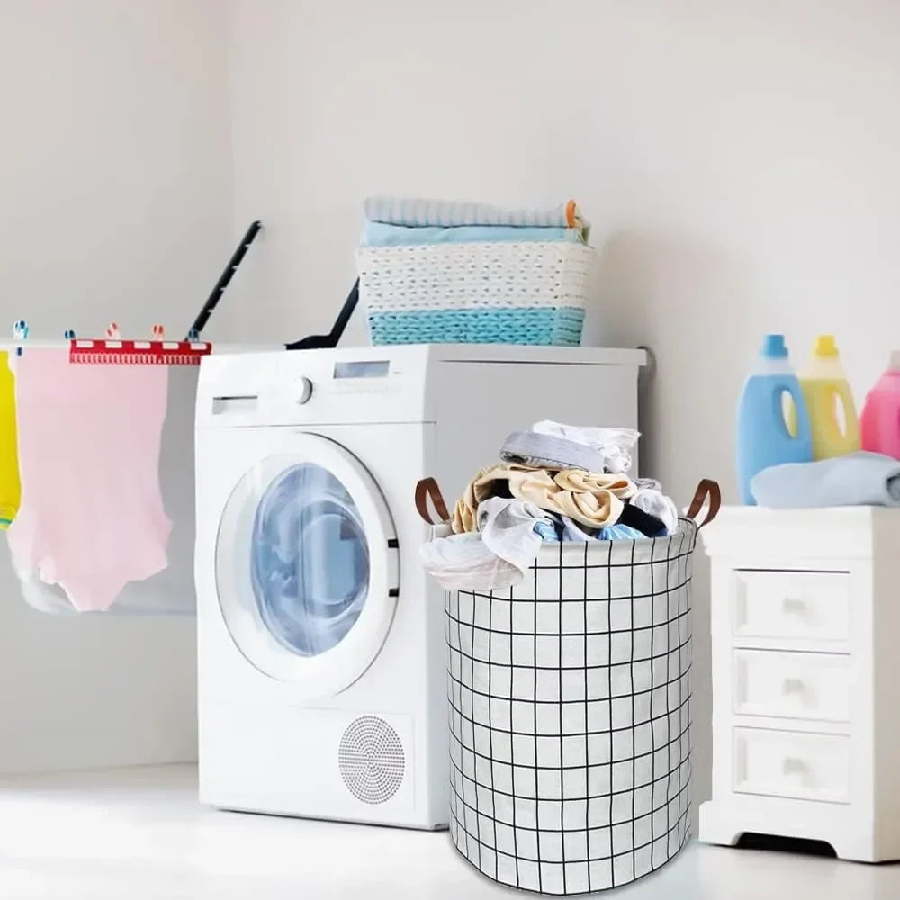Foldable Waterproof-Lined Canvas Laundry Basket