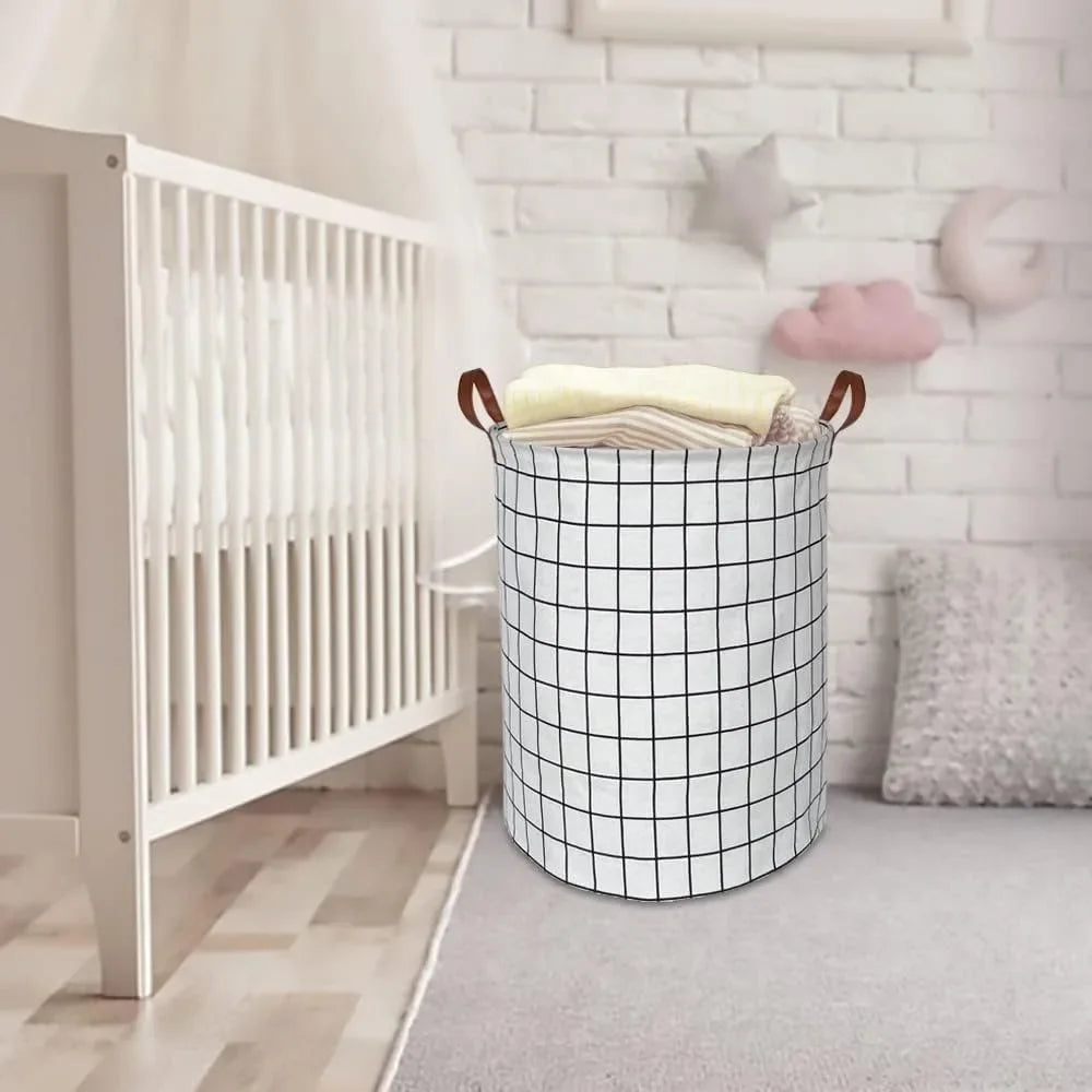 Foldable Waterproof-Lined Canvas Laundry Basket