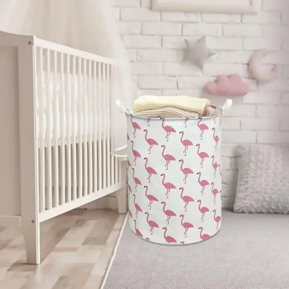 Foldable Waterproof-Lined Canvas Laundry Basket