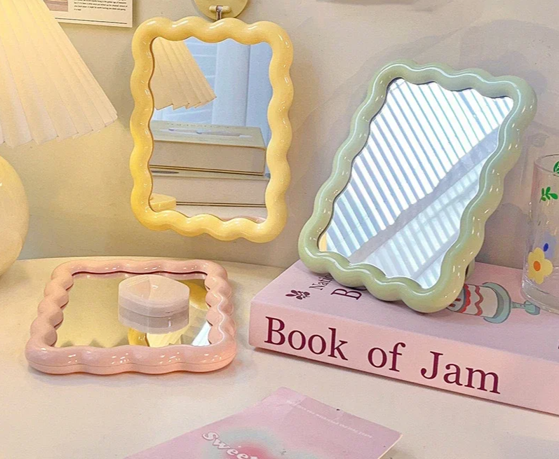 Foldable Wave-Inspired Travel Makeup Mirror
