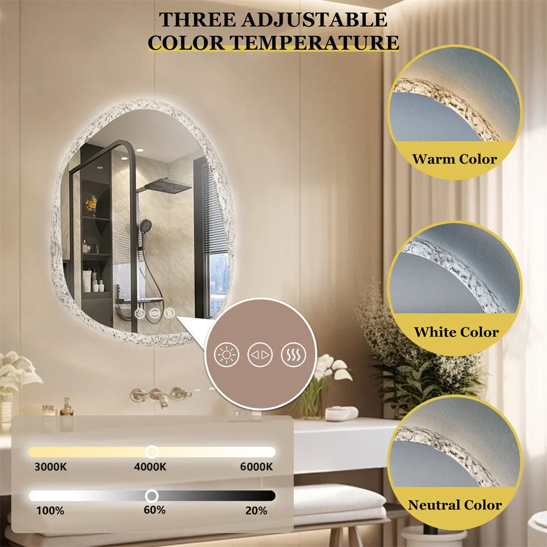 Frameless Anti-Fog Dimmable LED Bathroom Mirror (IP66 Waterproof)