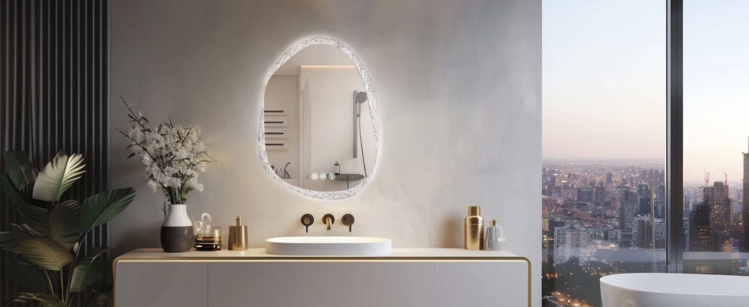 Frameless Anti-Fog Dimmable LED Bathroom Mirror (IP66 Waterproof)