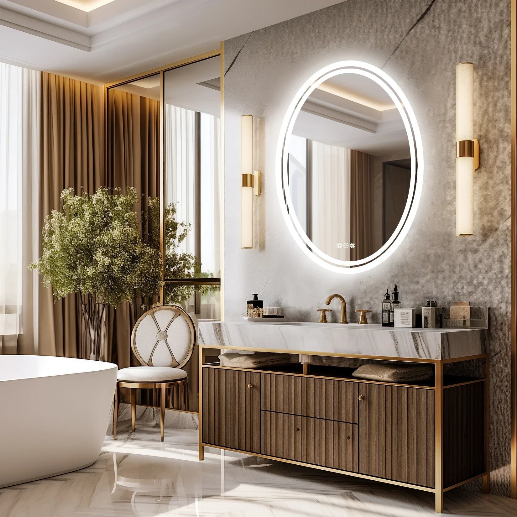 Frameless Anti-Fog Dimmable Touch LED Vanity Mirror (Hardwired)