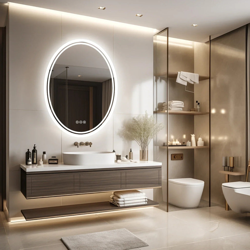 Frameless Anti-Fog Dimmable Touch LED Vanity Mirror (Hardwired)