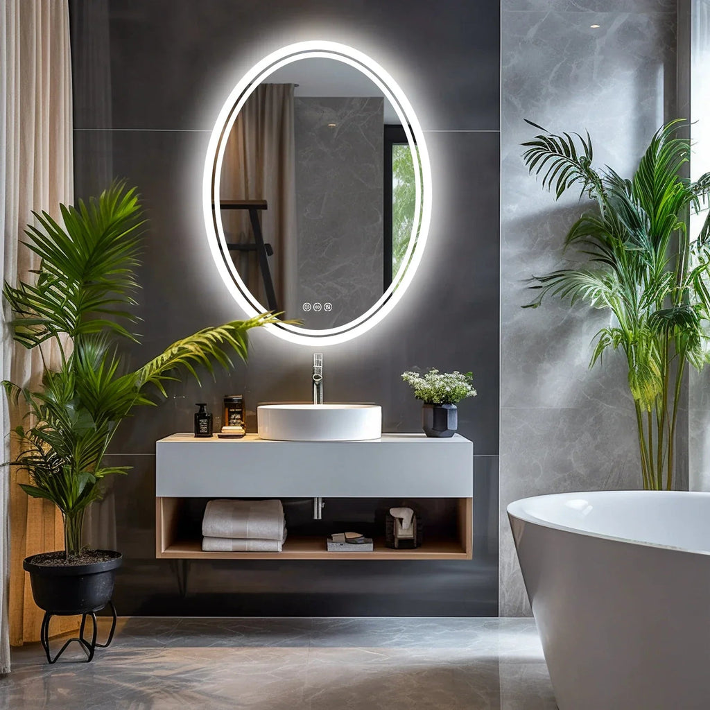 Frameless Anti-Fog Dimmable Touch LED Vanity Mirror (Hardwired)
