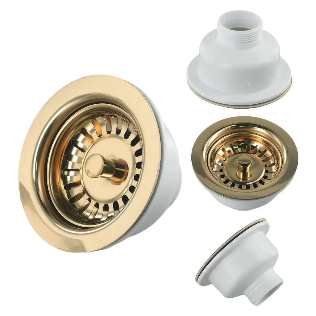 Gold Stainless Steel Sink Strainer (Fits 3.3–3.5 Inch Drains)