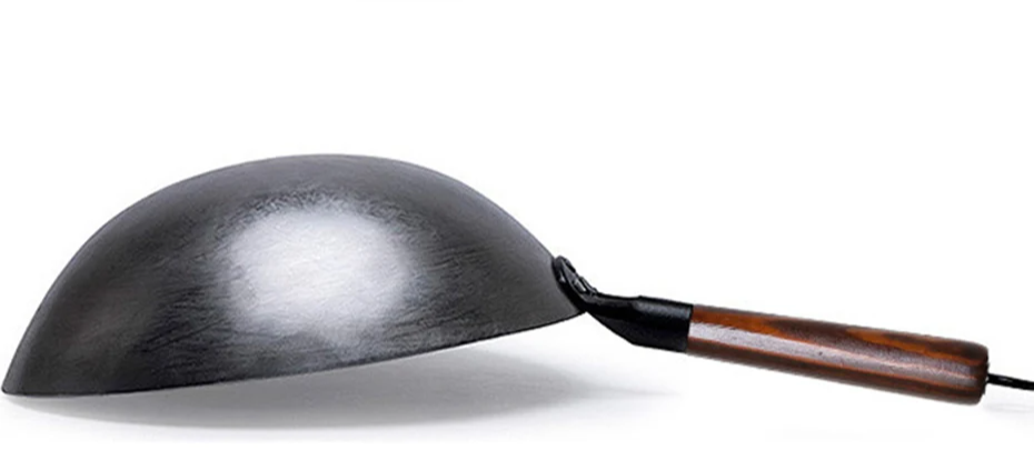 Hand-Forged Pure Iron Wok (Wooden Handle)