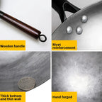 Hand-Forged Pure Iron Wok (Wooden Handle)