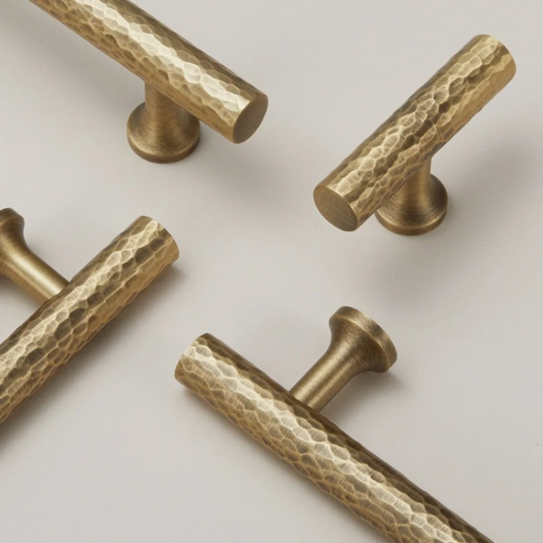 Hand-Hammered Solid Brass Cabinet & Drawer Handle