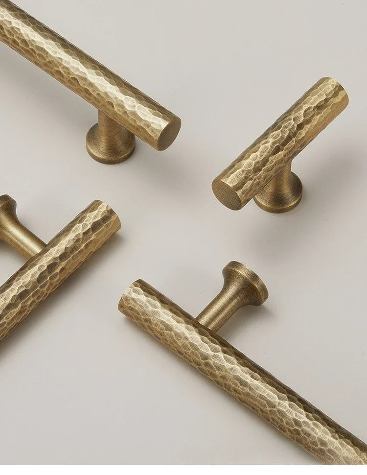 Hand-Hammered Solid Brass Cabinet & Drawer Handle