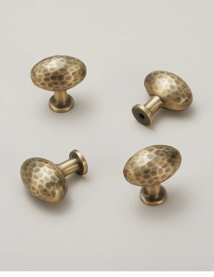 Hand-Hammered Solid Brass Cabinet & Drawer Handle