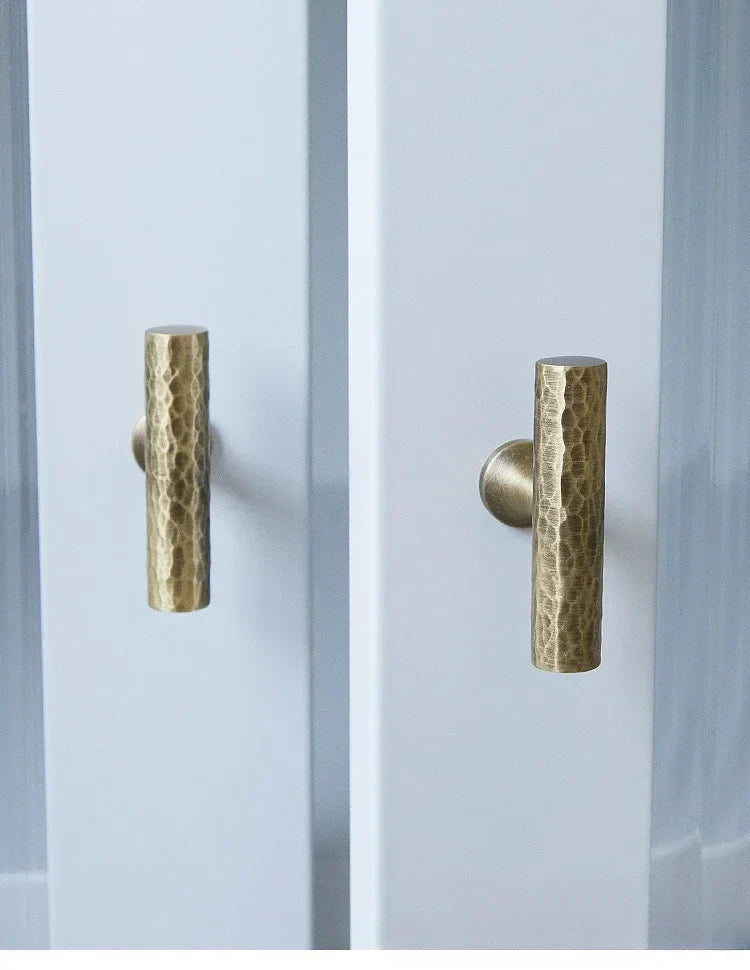 Hand-Hammered Solid Brass Cabinet & Drawer Handle