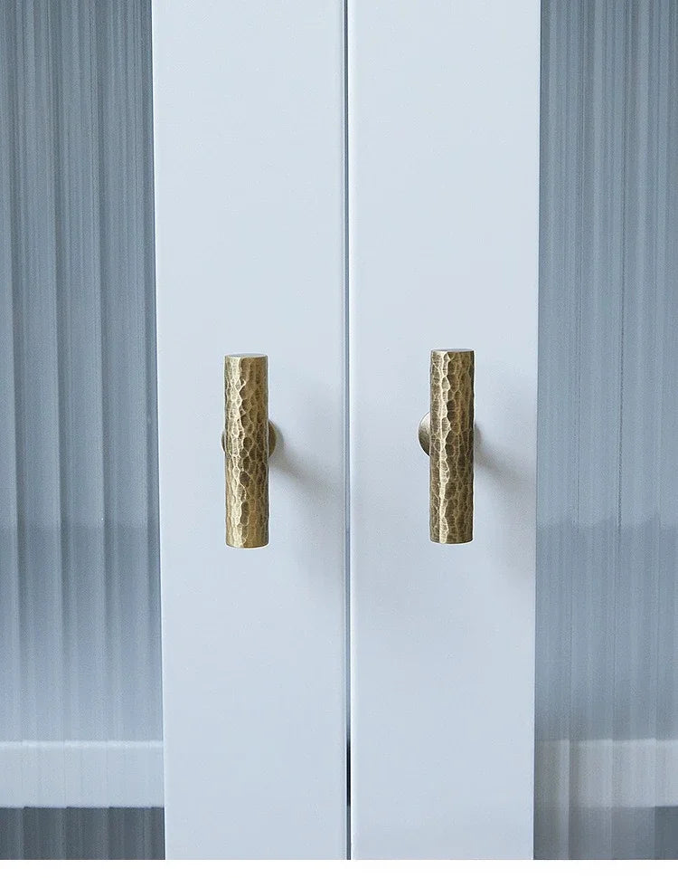 Hand-Hammered Solid Brass Cabinet & Drawer Handle