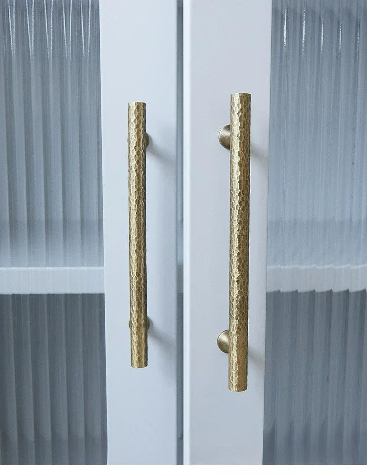 Hand-Hammered Solid Brass Cabinet & Drawer Handle
