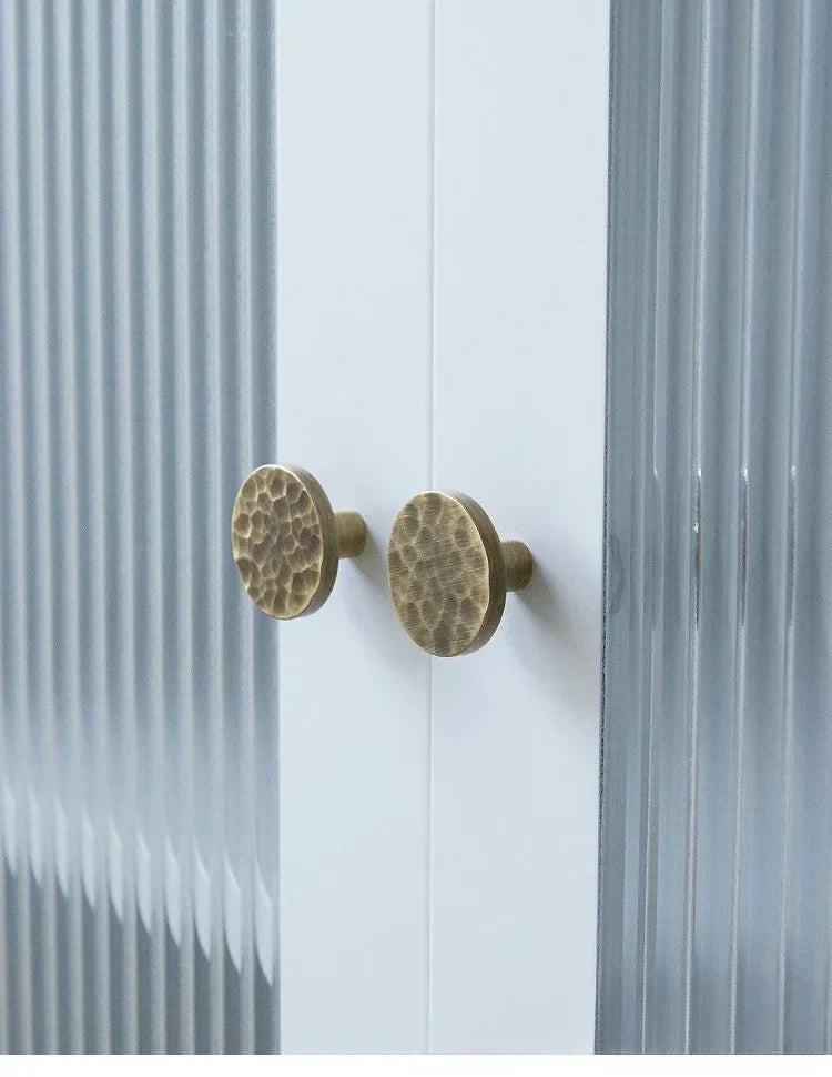Hand-Hammered Solid Brass Cabinet & Drawer Handle