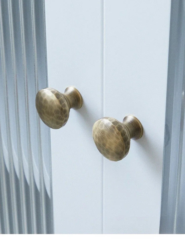 Hand-Hammered Solid Brass Cabinet & Drawer Handle