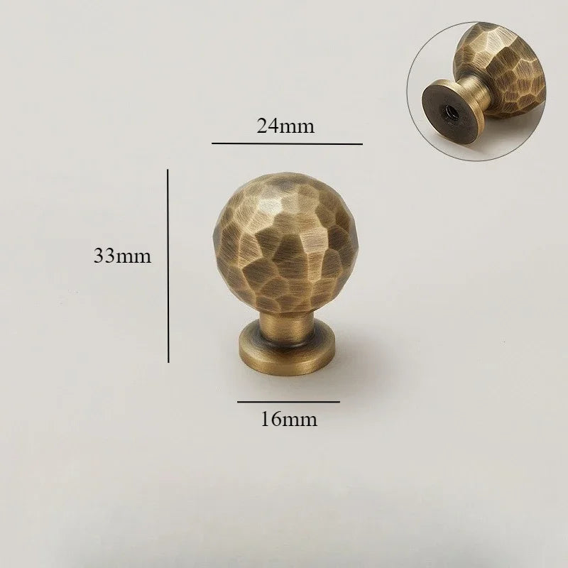 Hand-Hammered Solid Brass Cabinet & Drawer Handle