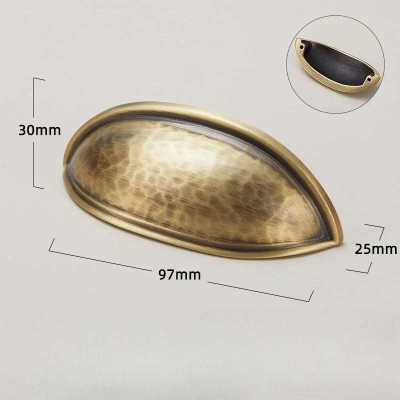 Hand-Hammered Solid Brass Cabinet & Drawer Handle