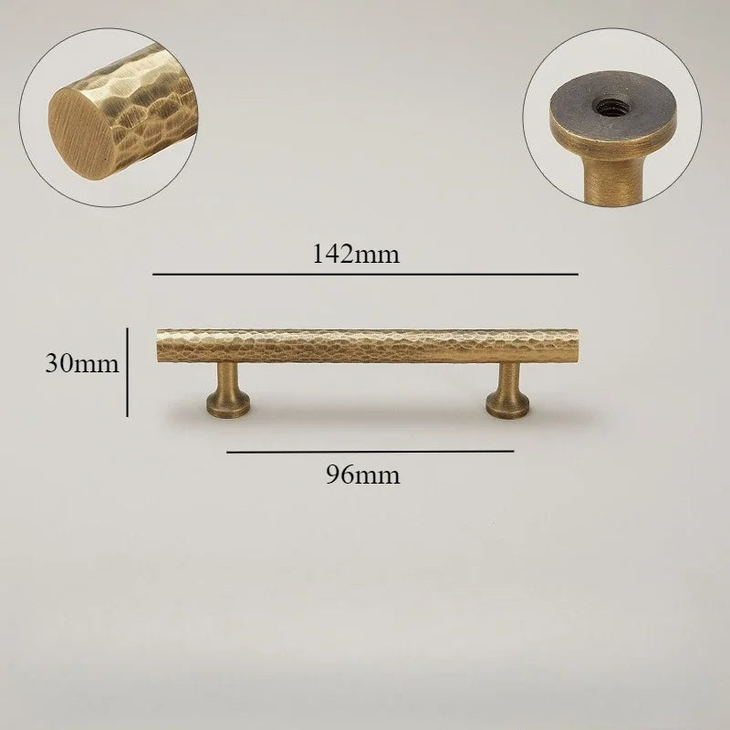Hand-Hammered Solid Brass Cabinet & Drawer Handle