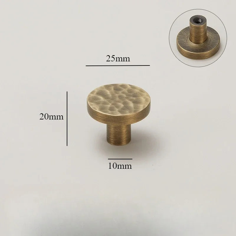 Hand-Hammered Solid Brass Cabinet & Drawer Handle