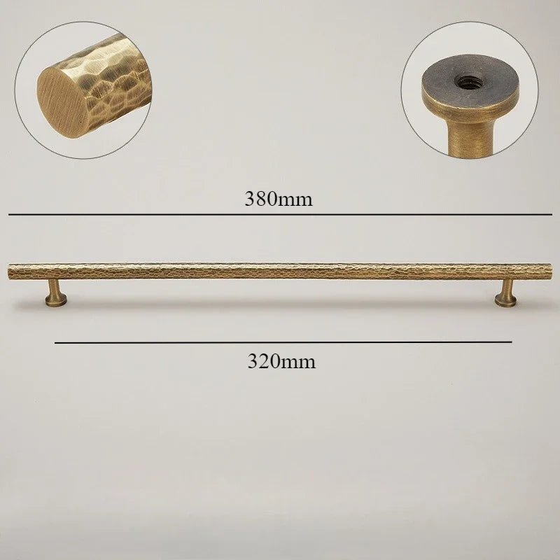 Hand-Hammered Solid Brass Cabinet & Drawer Handle